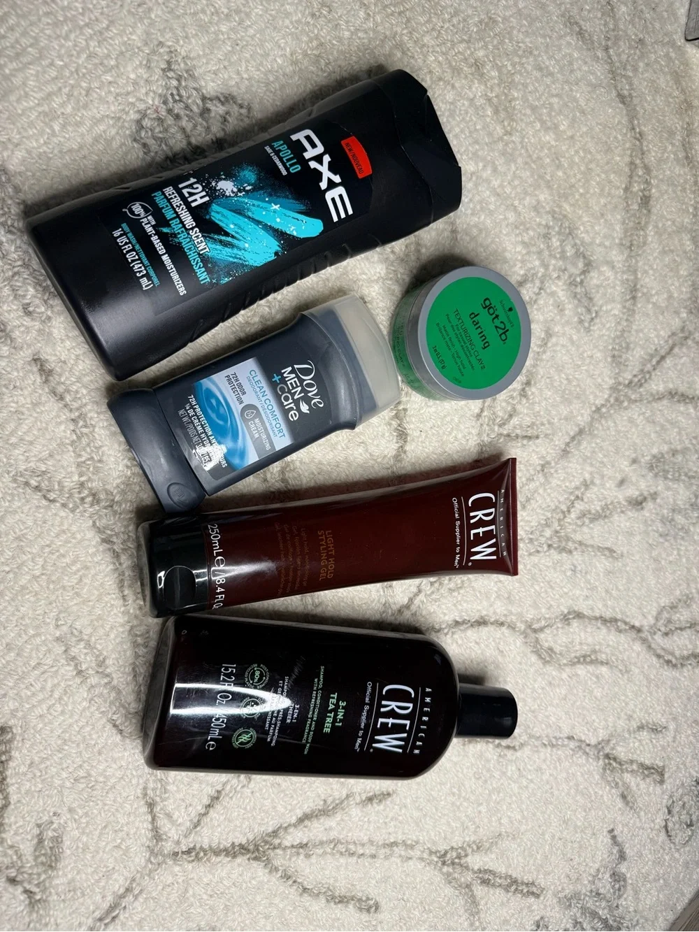 NEW Men’s Grooming Bundle | American Crew, AXE Apollo, Dove Men+Care & got2b